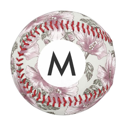 Balle De Baseball Motif des fleurs d'hibiscus roses coupées (Devant Gauche)