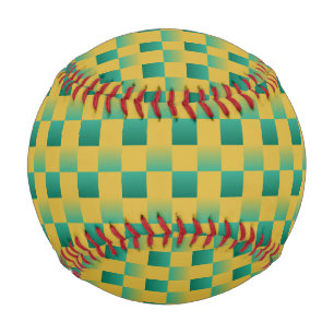 Balle De Baseball Motif élégant à carreaux en vert et or
