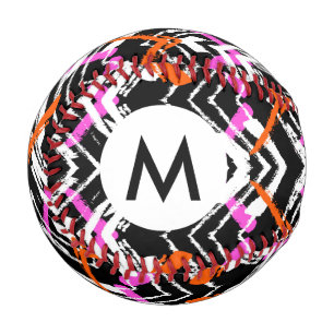 Balle De Baseball Motif Flèche Noir, Orange Et Rose