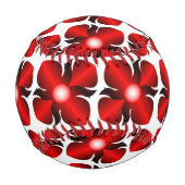 BALLE DE BASEBALL MOTIF FLEURS ROUGES (Dos)