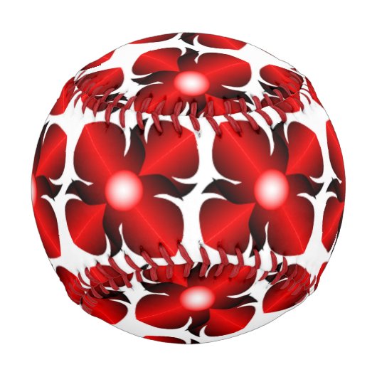 BALLE DE BASEBALL MOTIF FLEURS ROUGES (Devant)