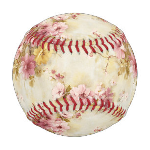 Balle De Baseball Motif floral à l'aquarelle vintage