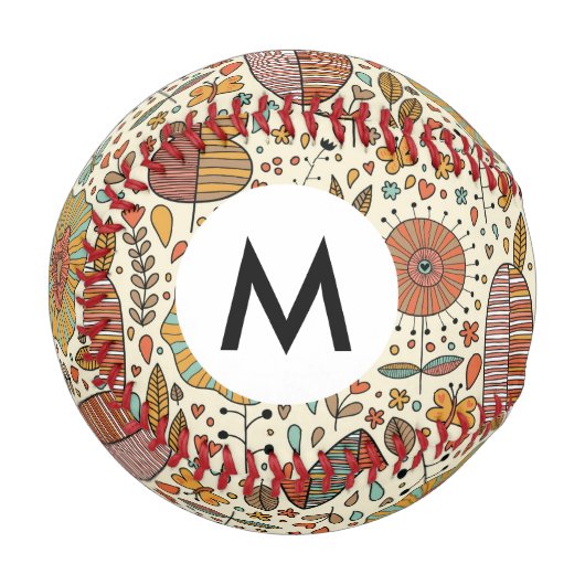 Balle De Baseball Motif floral d'été en feuille (Devant Gauche)