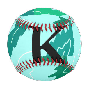 Balle De Baseball Motif floral feuilles de turquoise vertes avec mon