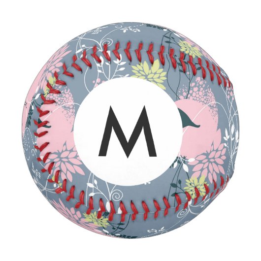 Balle De Baseball Motif floral monogramme (Devant Gauche)