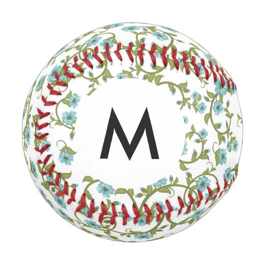 Balle De Baseball Motif floral monogramme 7 (Devant Gauche)