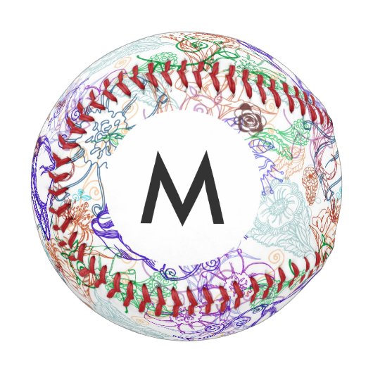 Balle De Baseball Motif floral monogramme 8 (Devant Gauche)