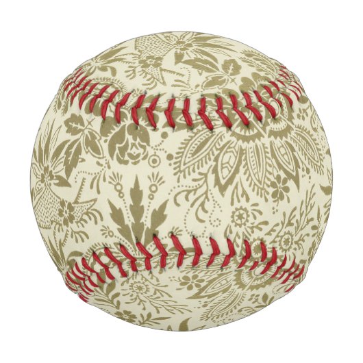Balle De Baseball Motif Floral Vert Sage Antique Damas (Devant)
