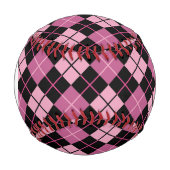 Balle De Baseball Motif Jacquard Monogramme en noir et rose (Devant)