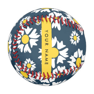 Balle De Baseball Motif Marguerites, Marguerites Blanches, Votre Nom