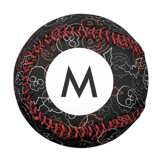 Balle De Baseball Motif Monogram Halloween (Devant Gauche)