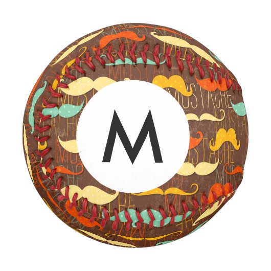 Balle De Baseball Motif Monogram Mustache (Devant Gauche)