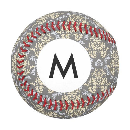 Balle De Baseball Motif Monogramme Damas (Devant Gauche)