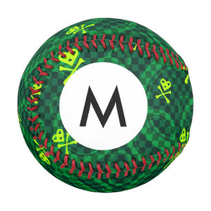 Balle De Baseball Motif Monogramme Vert Emo Avec Cercles