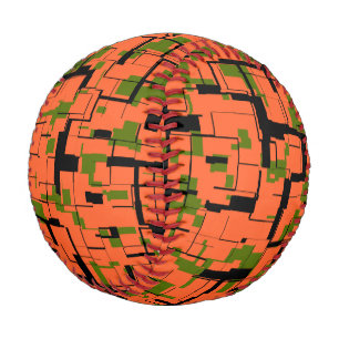 Balle De Baseball Motif numérique Camo vert orange noir