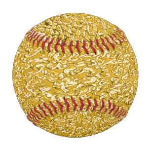 Balle De Baseball Motif PUR d'éclaboussure d'OR + votre texte/photo