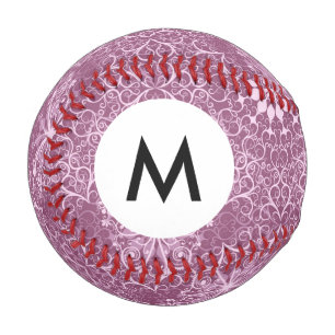 Balle De Baseball Motif rose Vintage Monogramme