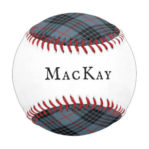 Balle De Baseball Motif Tartan Mackay Bleu