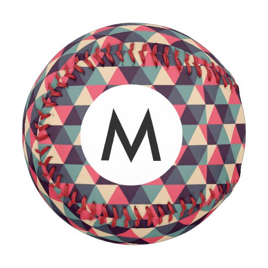 Balle De Baseball Motif Triangle turquoise Et Rose (Devant Gauche)