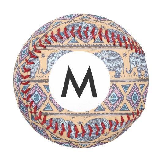 Balle De Baseball Motif tribal Blue Ethnic Elephant (Devant Gauche)
