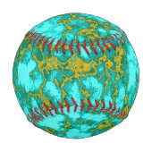 Balle De Baseball Motif Turquoise et Or (Dos)
