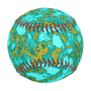 Balle De Baseball Motif Turquoise et Or
