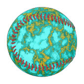 Balle De Baseball Motif Turquoise et Or (Devant Gauche)