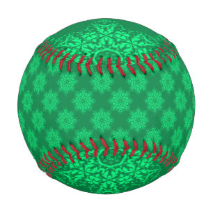 Balle De Baseball Motif vert floral damassé