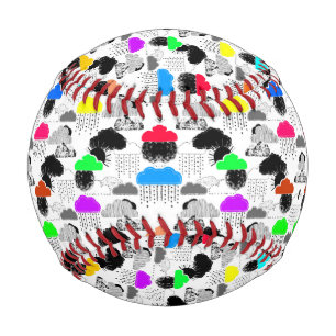 Balle De Baseball Motifs de nuages colorés mignons