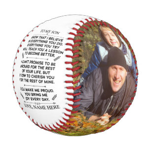 Balle De Baseball Mots inspirants à mon fils avec 2 photos personna