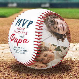 Balle De Baseball MVP le plus précieux Papa Deux photos personnalisé