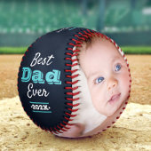 Balle De Baseball Navy Blue Meilleur papa jamais Turquoise Typograph
