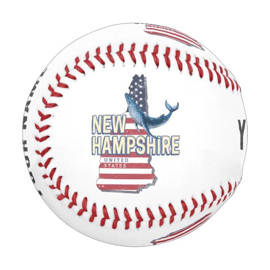 Balle De Baseball New Hampshire États-Unis Retro State Map (Devant Gauche)