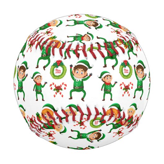 Balle De Baseball Noël Joyeux elfe avec Motif cadeau (Devant)