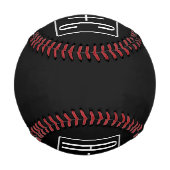 Balle De Baseball Noir & Blanc | Initiales de couple (Dos)