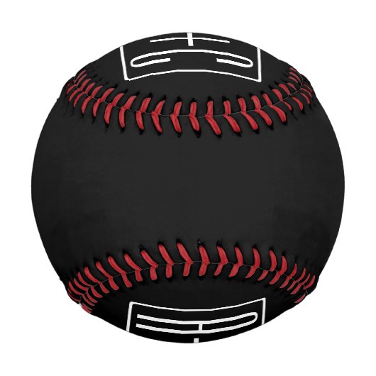 Balle De Baseball Noir & Blanc | Initiales de couple (Dos)
