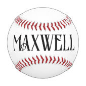 Balle De Baseball Noir Bold Moderne Typographie Monogramme (Dos)