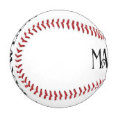 Balle De Baseball Noir Bold Moderne Typographie Monogramme (Devant Gauche)