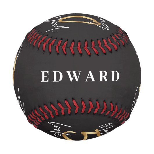 Balle De Baseball Noir et or 50e anniversaire chic moderne (Dos)