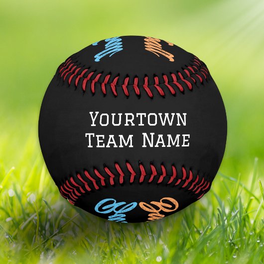 Balle De Baseball Nom de l'équipe Numéro Monogrammé Moderne Design