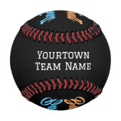 Balle De Baseball Nom de l'équipe Numéro Monogrammé Moderne Design (Devant)
