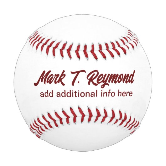 Balle De Baseball Nom de police de script moderne sur le baseball bl (Dos)