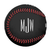 Balle De Baseball Nom du monogramme Noir moderne (Devant Gauche)
