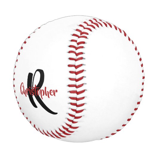 Balle De Baseball Nom du monogramme personnalisé Baseball blanc (Angle)
