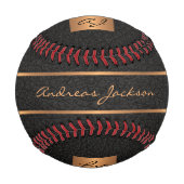 Balle De Baseball Nom monographique personnalisé or noir moderne (Devant)