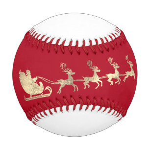 Balle De Baseball Nom personnalisé Joyeux Noël Père Noël Reindee