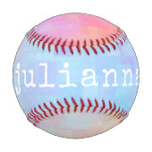 Balle De Baseball Nom personnalisé Pink Pastel Gradient Aquarelle (Dos)