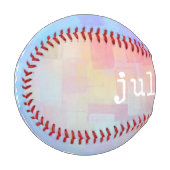 Balle De Baseball Nom personnalisé Pink Pastel Gradient Aquarelle (Devant Gauche)