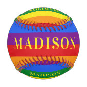 Balle De Baseball Nom personnalisé Rainbow Flag baseball (Dos)