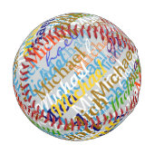 Balle De Baseball noms colorés motif personnalisé (Devant Gauche)